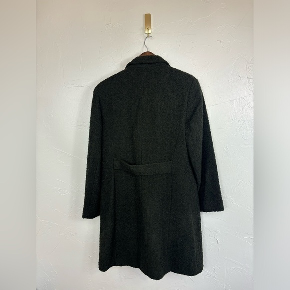 SANDRO Wool Peacoat Midi Maxi Long Line Single Army Green Vintage Kate Middleton - Picture 15 of 16